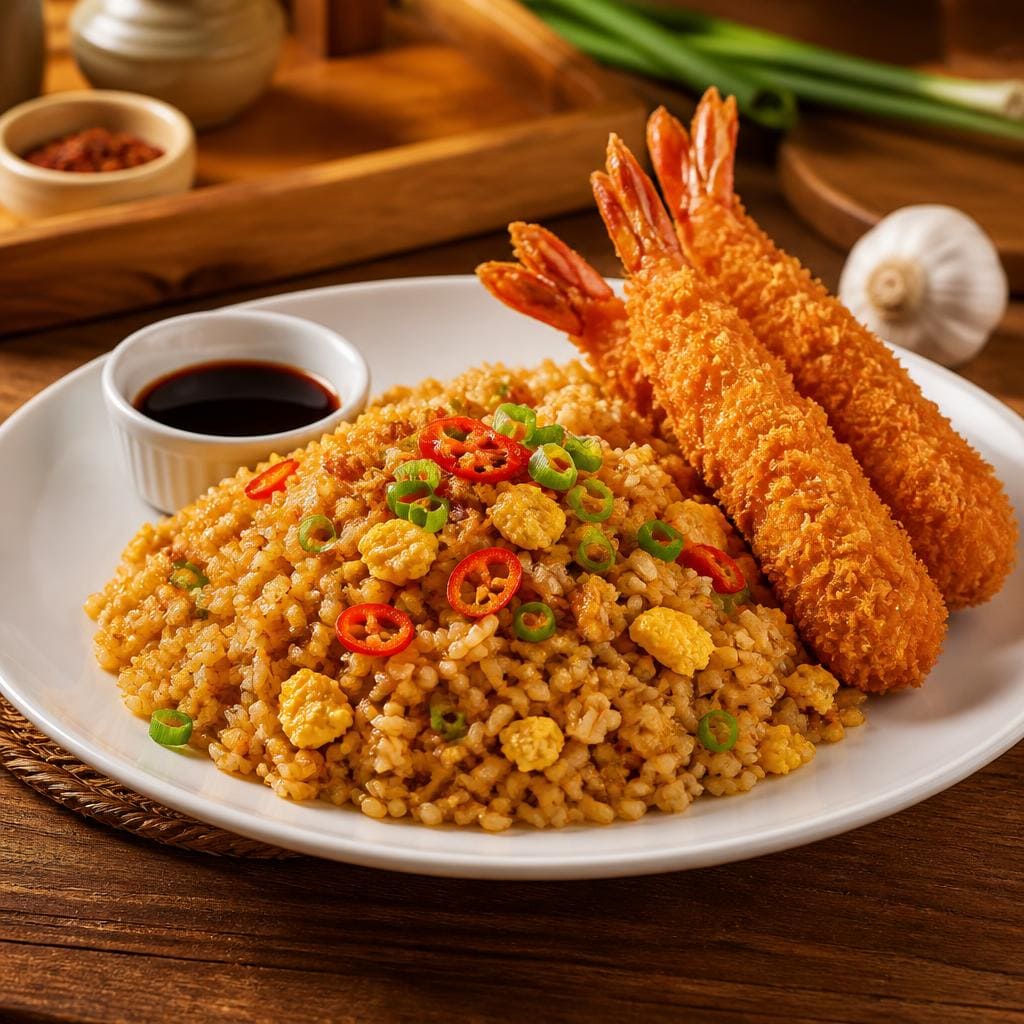 Nasi Goreng Ebi Furai Warkop 88 dengan topping ebi furai renyah